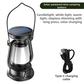 Uus 2024. aasta petrooleumilamp laetav telkimislamp dekoratiivne atmosfäärilamp välistingimustes kasutatav retro päikeseenergial töötav kaasaskantav telkimislamp