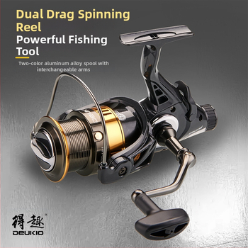 Διασκεδαστικός διπλός περιστρεφόμενος τροχός εκφόρτωσης με πλήρες μεταλλικό σύρμα ψαρέματος, τροχός ψαρέματος με σύρμα εμπρός και πίσω, βιβλιοθήκη τροχών ψαρέματος με δύναμη εκκένωσης φρένων, χονδρική πώληση τροχών ψαρέματος κυπρίνου