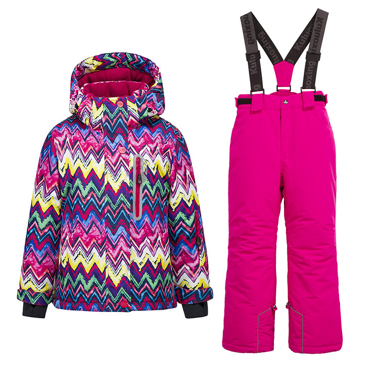 Bērnu slēpošanas kostīms, kas piemērots āra lietošanai, sabiezināts, silts, ūdensnecaurlaidīgs, vēja necaurlaidīgs slēpošanas kostīms zēniem un meitenēm