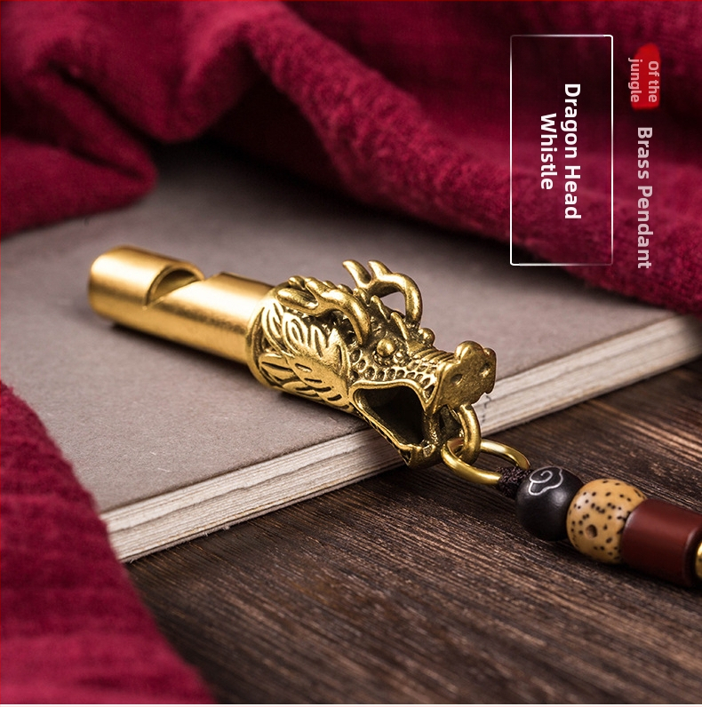 Vintage síp kulcstartó medál autókulcs kínai stílusú kreatív síp hordozható túlélő kis rézáru nagykereskedelem