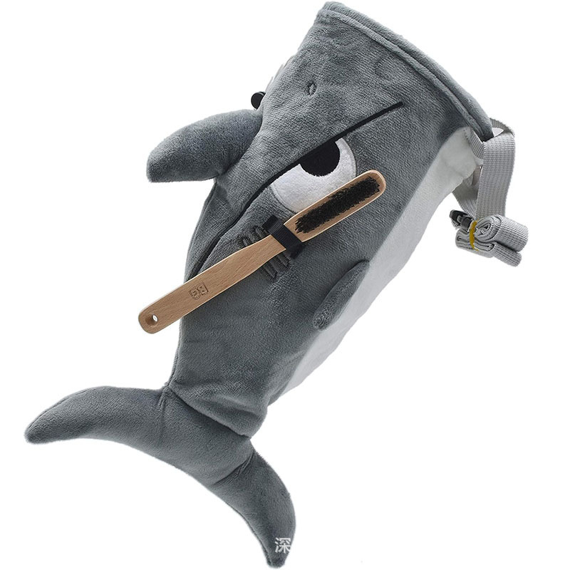 Amazon горещо продавана акула анимация плюшена чанта за скално катерене с прах, открит алпинизъм, неплъзгаща се чанта за суха ръка с магнезиев прах