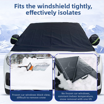 Κάλυμμα χιονιού αυτοκινήτου, αντιπαγετικό, αδιάβροχο στα πεσμένα φύλλα, αντιψυκτικό κάλυμμα μπροστινού υφάσματος Oxford με πάχος οροφής για τον χειμώνα