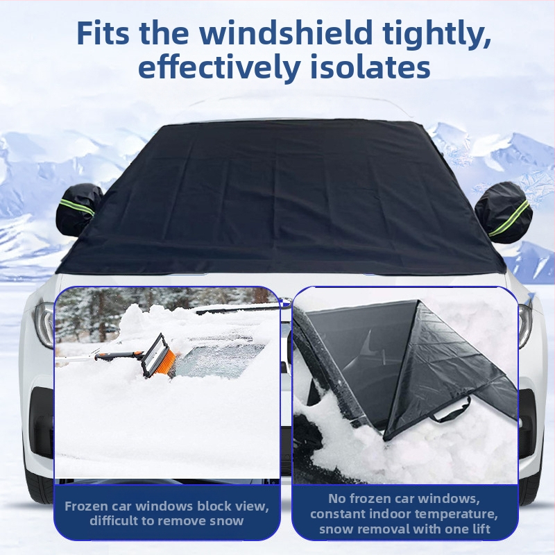 Покривало за кола сняг, против сняг, водоустойчиво срещу паднали листа, удебелено оксфордско платно за покрив, предно покритие против замръзване за зимата