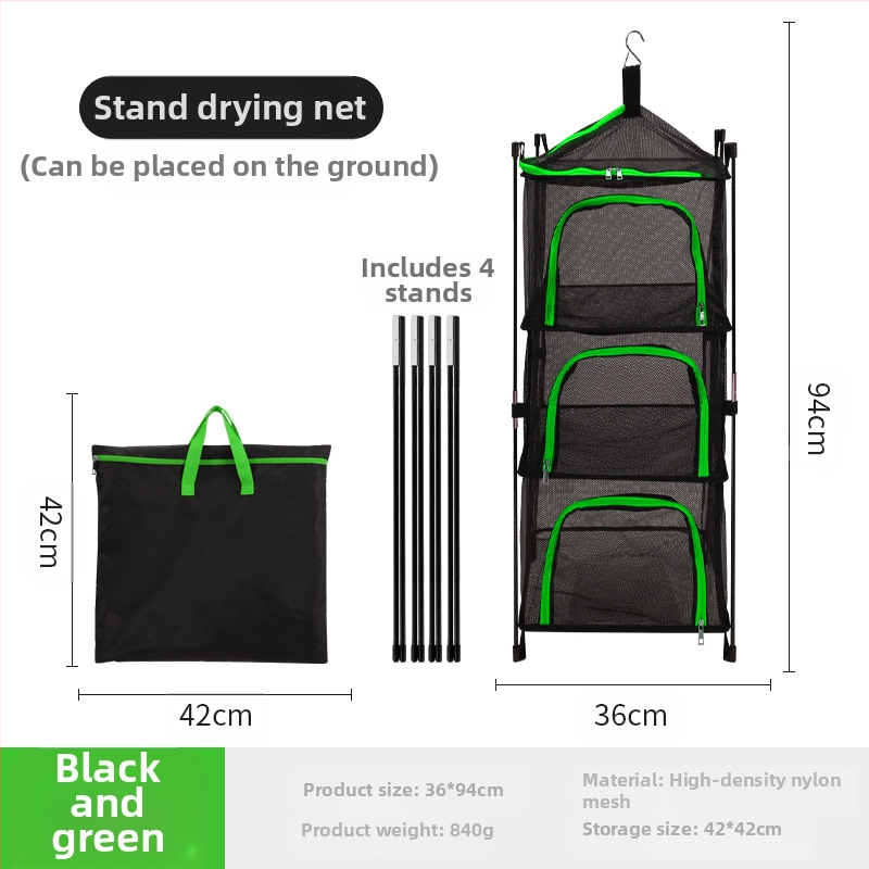 Lauko kempingo stalo reikmenų laikymo ventiliacijos tinklas dubeniui ir baseinui, 4 sluoksnių laikymo tinklas, daugiafunkcis džiovinimo tinklas drabužių krepšiui