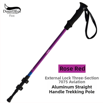 Trekingová palica z hliníkovej zliatiny, profesionálna, vonkajší zámok, ultraľahká 7075 skladacia, zaťahovacia, vonkajšia, barlová, lezecká palica