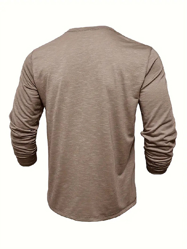 Vyriški pavasario ir rudens marškinėliai, amerikietiško stiliaus jaunimo bambukinės medvilnės ilgomis rankovėmis marškinėliai, vyriški didelio elastingumo, greitai džiūstantys, kvėpuojantys „Henley“ marškinėliai