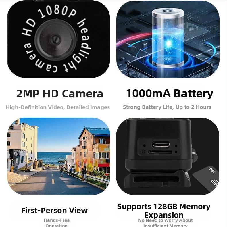 D7 Челно монтирана осветителна камера с LED фарове, рекордер за инспекция на фарове, външна велосипедна спортна камера, изглед от първо лице