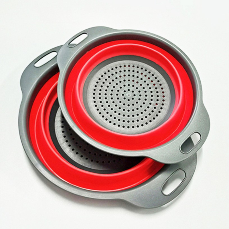 Daugiafunkcinė virtuvės kriauklė, ištraukiama daržovių plovimo dubenėlė, „Amoy“ krepšelis, apvalus, sulankstomas silikoninis kanalizacijos krepšelis