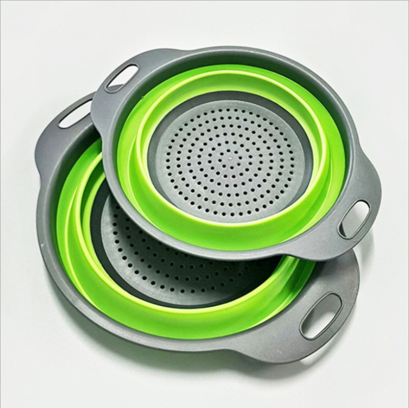 Daugiafunkcinė virtuvės kriauklė, ištraukiama daržovių plovimo dubenėlė, „Amoy“ krepšelis, apvalus, sulankstomas silikoninis kanalizacijos krepšelis