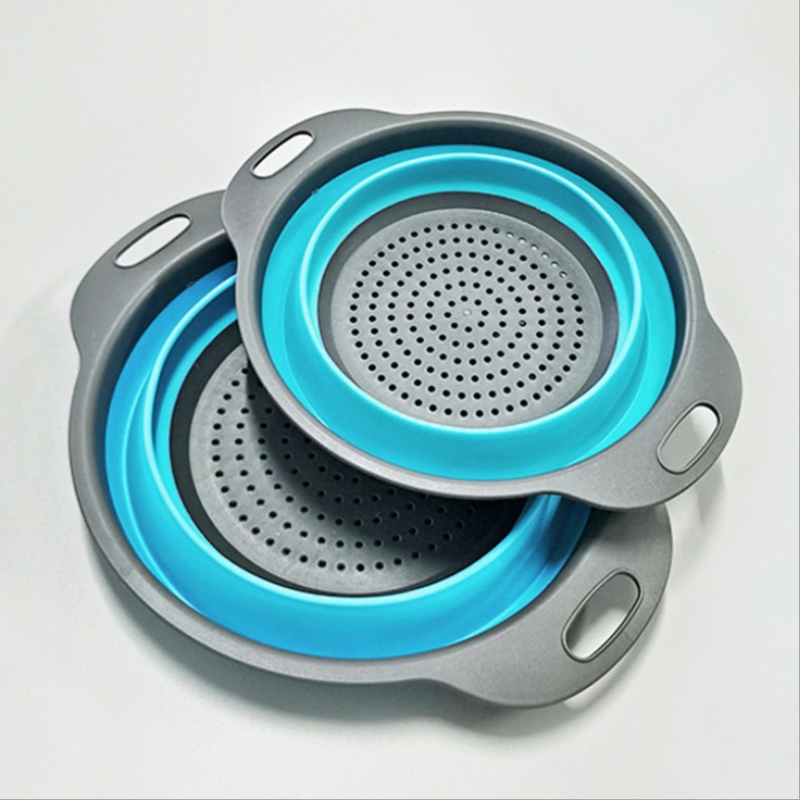 Daugiafunkcinė virtuvės kriauklė, ištraukiama daržovių plovimo dubenėlė, „Amoy“ krepšelis, apvalus, sulankstomas silikoninis kanalizacijos krepšelis