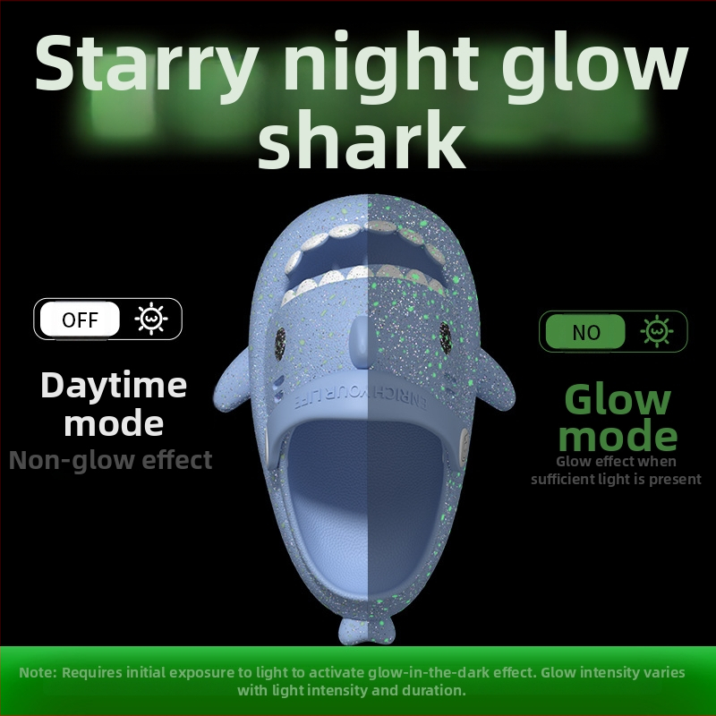 Детски акули Светещи чехли Летни момчета и момичета Неплъзгащи се Меко дъно Анимационни сладки детски плажни обувки Бебешки обувки с дупка