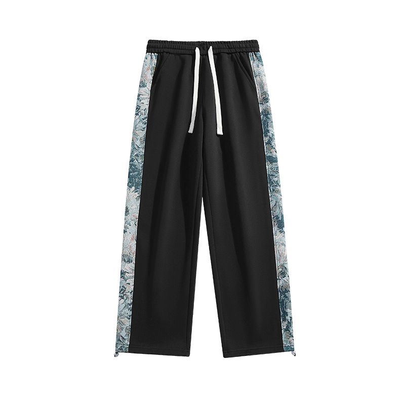 Amerikai stílusú, főutcai, divatos márkás nadrág, férfi tavaszi és őszi, szövetből készült, laza, lezser, egyenes, széles szárú, sportnadrág