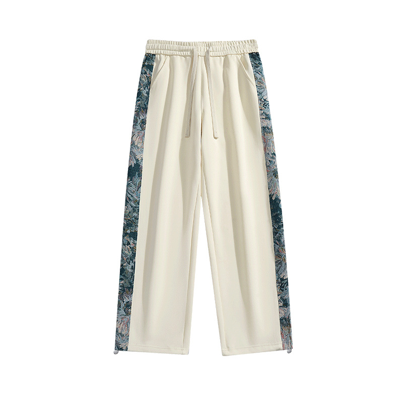 Amerikai stílusú, főutcai, divatos márkás nadrág, férfi tavaszi és őszi, szövetből készült, laza, lezser, egyenes, széles szárú, sportnadrág