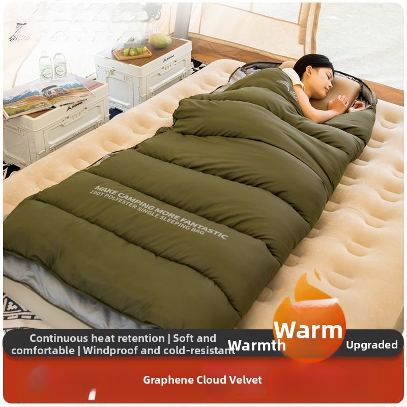 [Широк дизайн] Спален чувал Beishanlang Graphene, екстра голям, за възрастни, зимен, удебелен, за къмпинг на открито, единичен