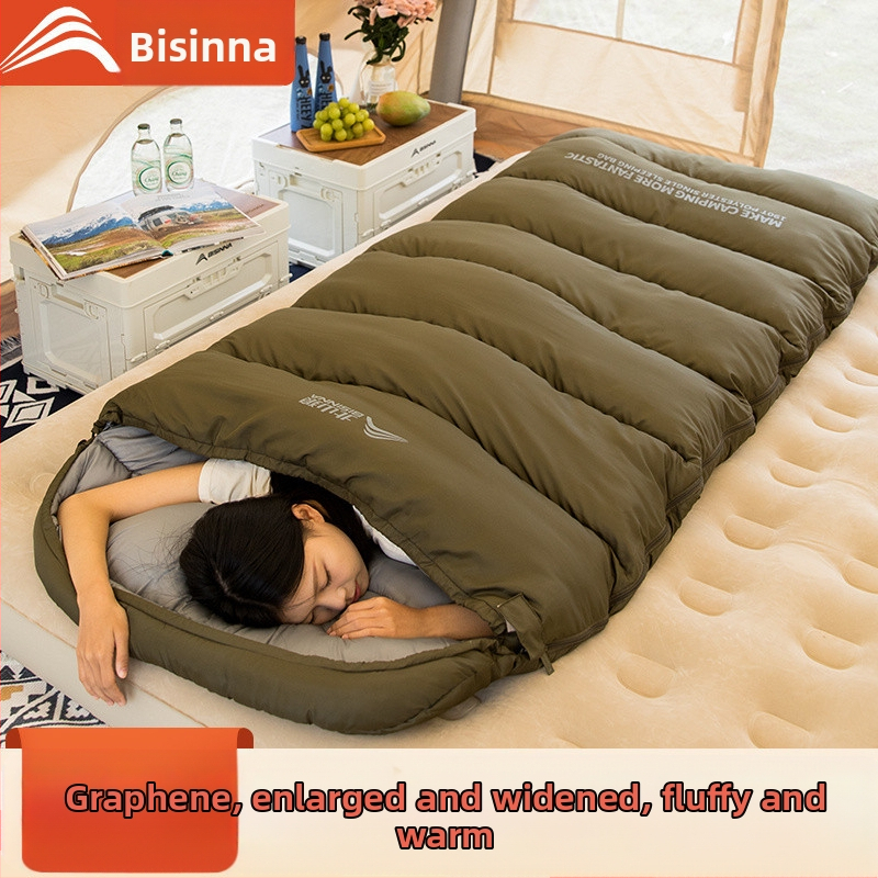 [Широк дизайн] Спален чувал Beishanlang Graphene, екстра голям, за възрастни, зимен, удебелен, за къмпинг на открито, единичен