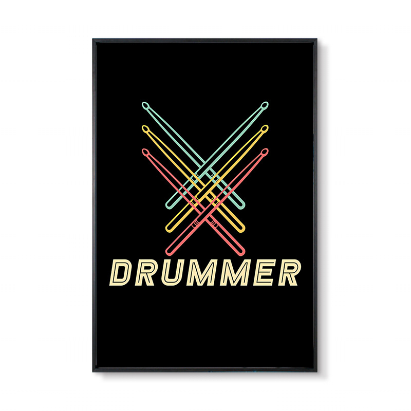 Džässtrummi seinamaaling baarikitarri instrument trummikomplekt selge taust käsi muusika klassiruumi seinakaunistused maalimine