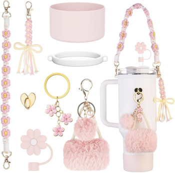 Accesorii Stanley Cup, cană de apă, frânghie împletită portabilă, termos, lanț pentru pahar, cârlig de dragoste, bilă de păr, pandantiv cu cheie