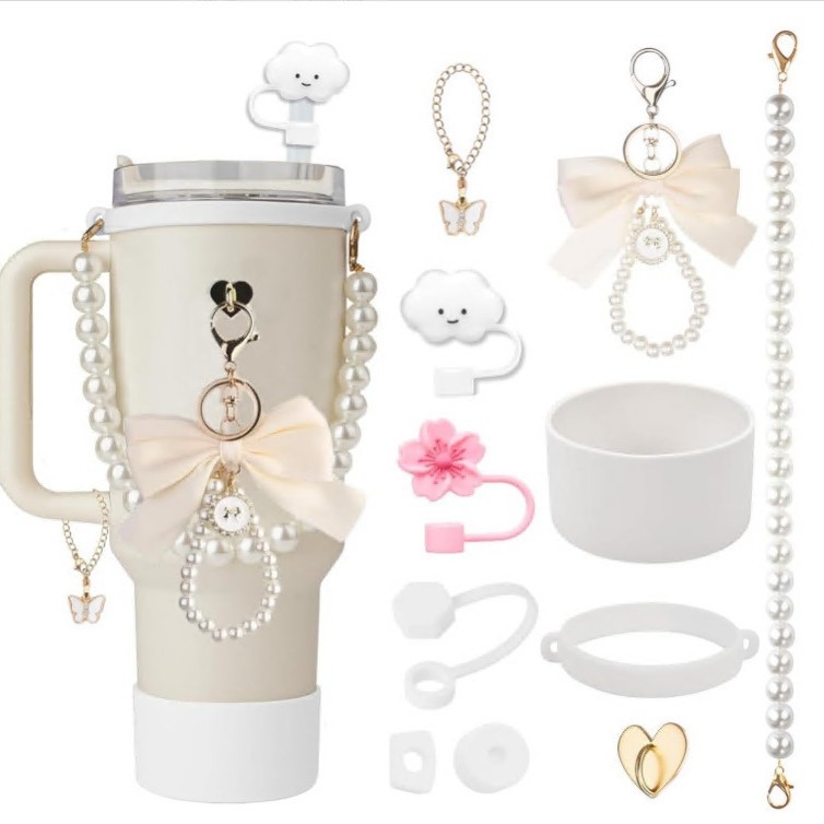 Accesorii Stanley Cup, cană de apă, frânghie împletită portabilă, termos, lanț pentru pahar, cârlig de dragoste, bilă de păr, pandantiv cu cheie