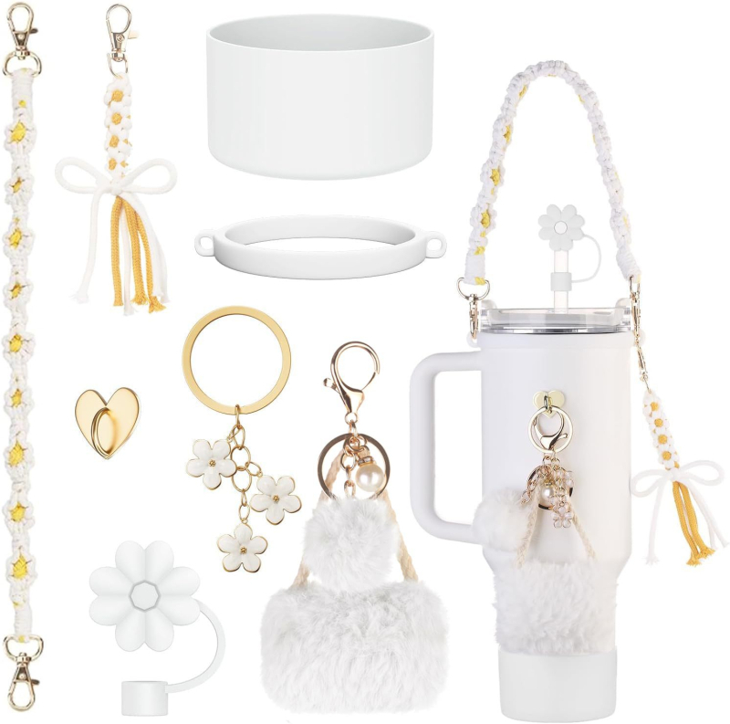 Accesorii Stanley Cup, cană de apă, frânghie împletită portabilă, termos, lanț pentru pahar, cârlig de dragoste, bilă de păr, pandantiv cu cheie