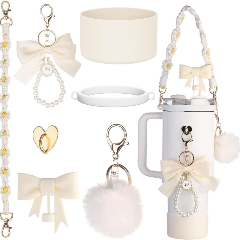 Accesorii Stanley Cup, cană de apă, frânghie împletită portabilă, termos, lanț pentru pahar, cârlig de dragoste, bilă de păr, pandantiv cu cheie