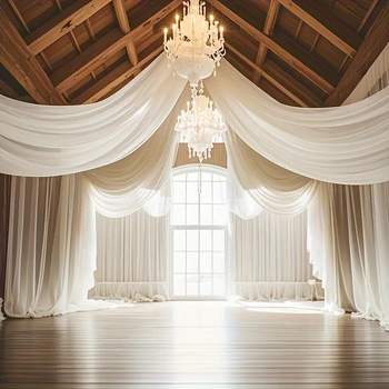 Õues pulmapidu pulmakaare kaunistus ühevärviline drapeeringuga rippuv kardina kaunistus looritool kardinavõrk