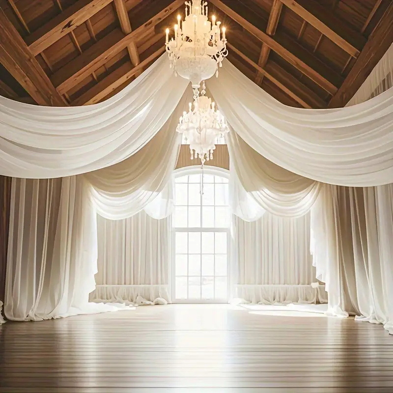 Õues pulmapidu pulmakaare kaunistus ühevärviline drapeeringuga rippuv kardina kaunistus looritool kardinavõrk