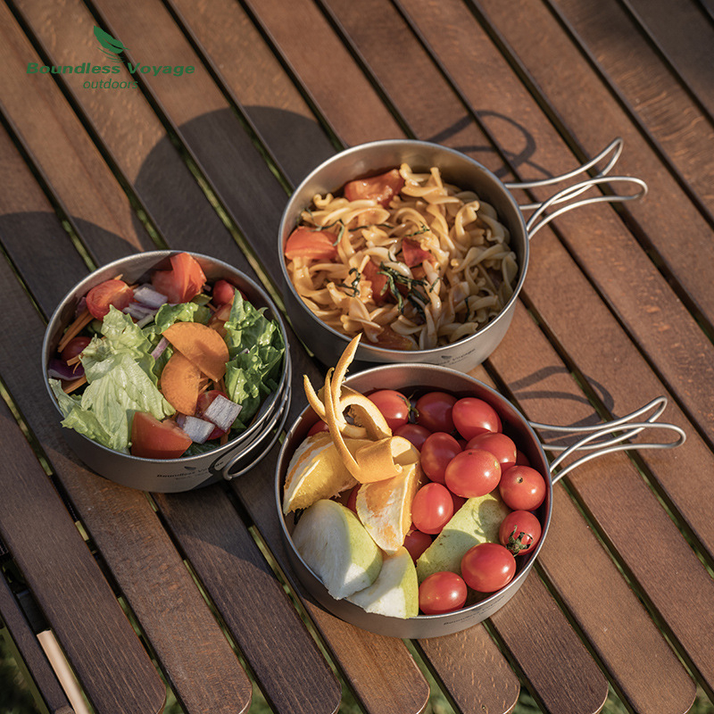 Biwei tiszta titán titán tálruha kültéri kemping étkészlet könnyű hordozható titán edény kemping edény piknik kellékek ebéddoboz