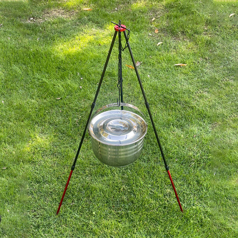 Kültéri nagyméretű máglyatartó, hordozható, függő edénytartó, állvány, máglya, kempingfelszerelés, grillező állvány