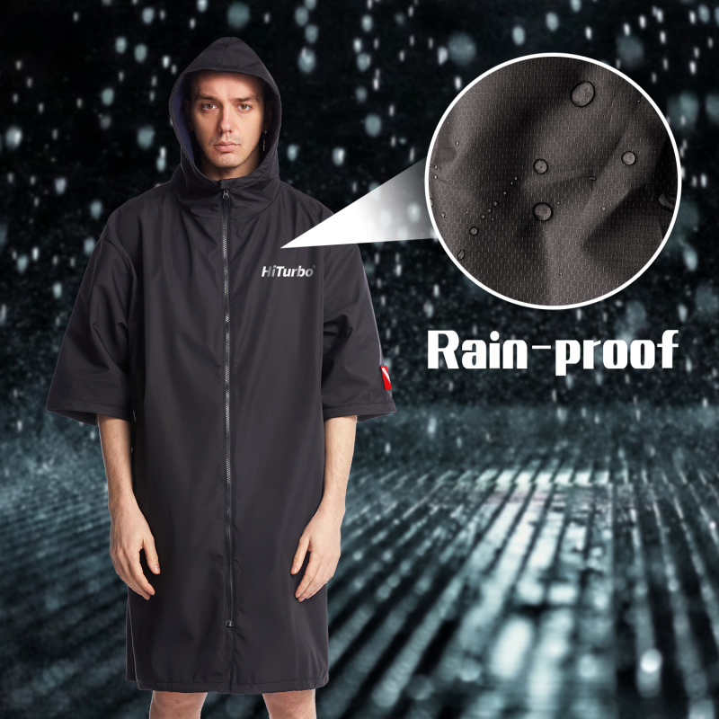 „HiTurbo“ vandeniui atsparus greitai džiūstantis apsiaustas, dvigubas užtrauktukas, lauko plaukimo, nardymo, banglenčių sporto chalatas, atsparus vėjui, šiltas vystymo chalatas