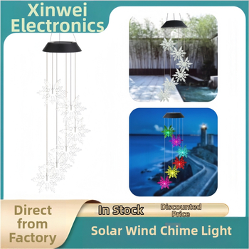 Kültéri napelemes szélcsengő lámpák karácsonyi hópehely dekoratív lámpák 6 LED-es színes hangulatvilágítás kényelmes függő kerti lámpák