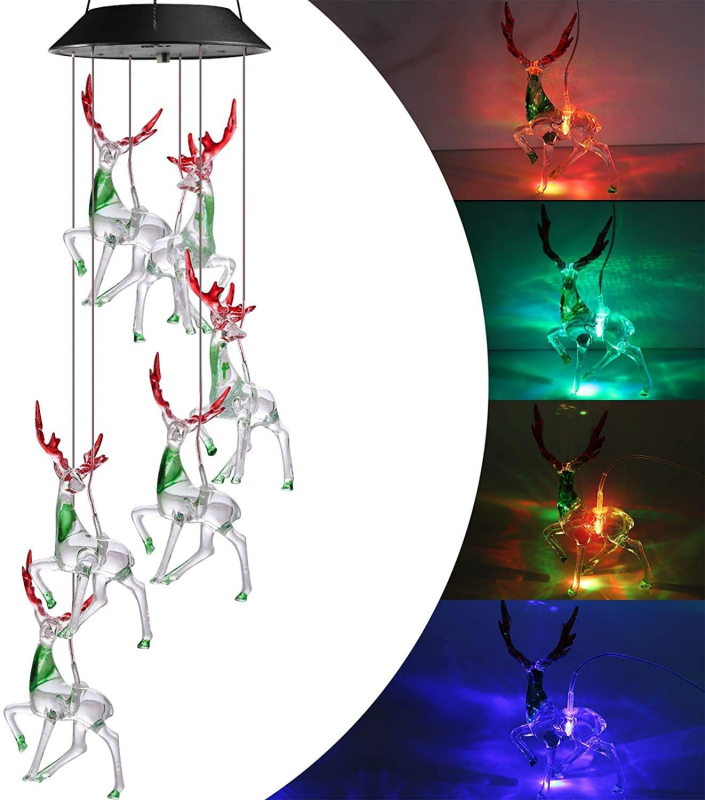 Kültéri napelemes szélcsengő lámpák karácsonyi hópehely dekoratív lámpák 6 LED-es színes hangulatvilágítás kényelmes függő kerti lámpák