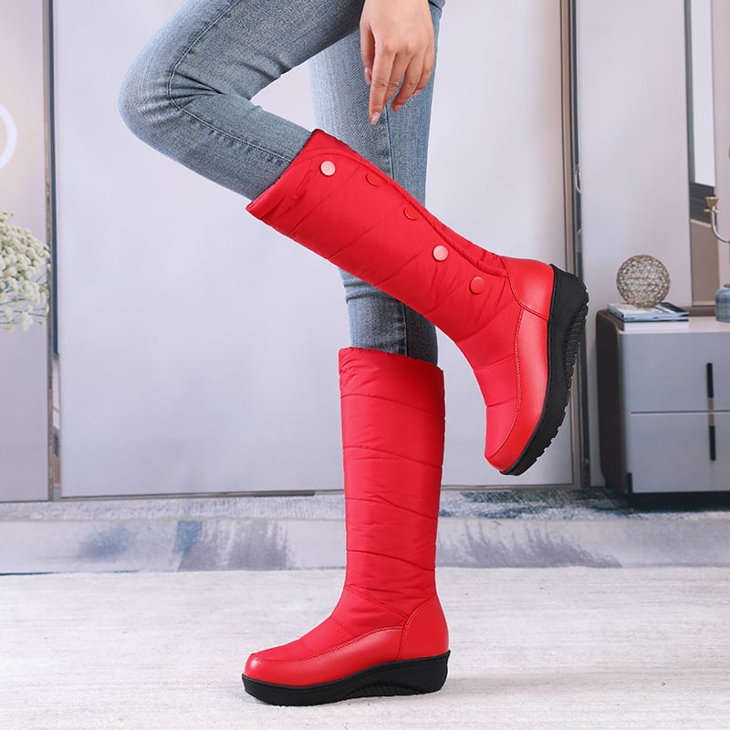 2023 őszi és téli új, középcsöves, vastag talpú hótaposó, női északkeleti hidegálló, nagy pamutcipő, meleg pehelycsizma, plus size