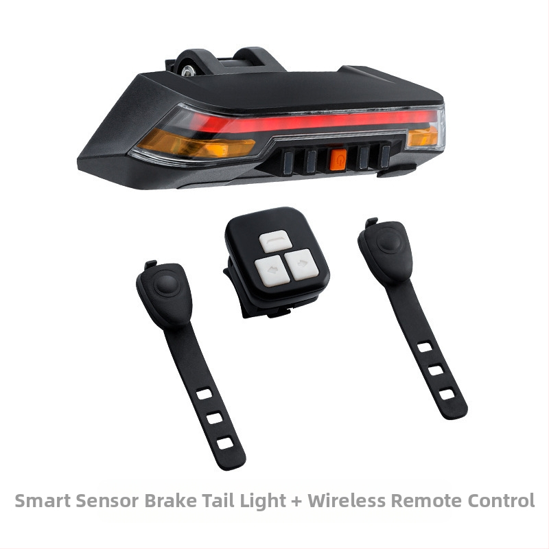 Inteligentné brzdové zadné svetlo na bicykel s bezdrôtovým diaľkovým ovládaním, ovládanie volantu, indukčné nabíjanie cez USB, výstražné svetlo COB na bicykel