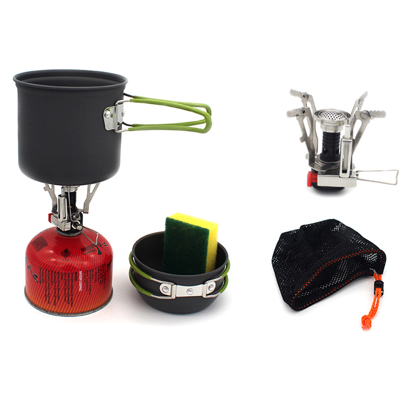 Határokon átnyúló, népszerű, kültéri, hordozható kempingkészlet, 1-2 fős piknik főzőedényekhez, kemény oxidált készlet, kombinált pohárkészlet