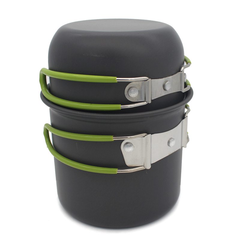 Határokon átnyúló, népszerű, kültéri, hordozható kempingkészlet, 1-2 fős piknik főzőedényekhez, kemény oxidált készlet, kombinált pohárkészlet
