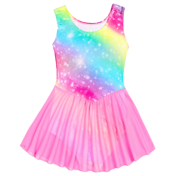 Дрехи за гимнастика, Бронзиращи дрехи за гимнастика за момичета, Детска шифонена пола, Дрехи за танци с еднорог за момичета, Детски дрехи за тренировки