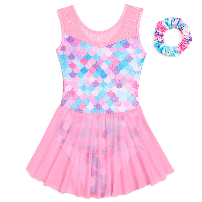 Дрехи за гимнастика, Бронзиращи дрехи за гимнастика за момичета, Детска шифонена пола, Дрехи за танци с еднорог за момичета, Детски дрехи за тренировки