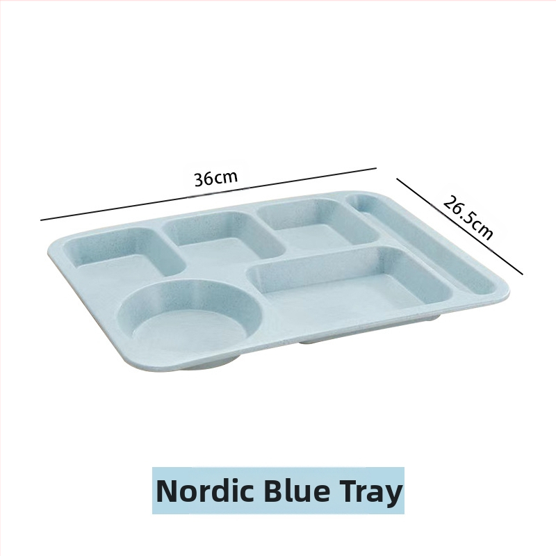 Búzaszalma osztott vacsoratányér 5 db tál pálcikával kanál étkészlet kereskedelmi diákmenza szállodai műanyag gyorséttermi tányér