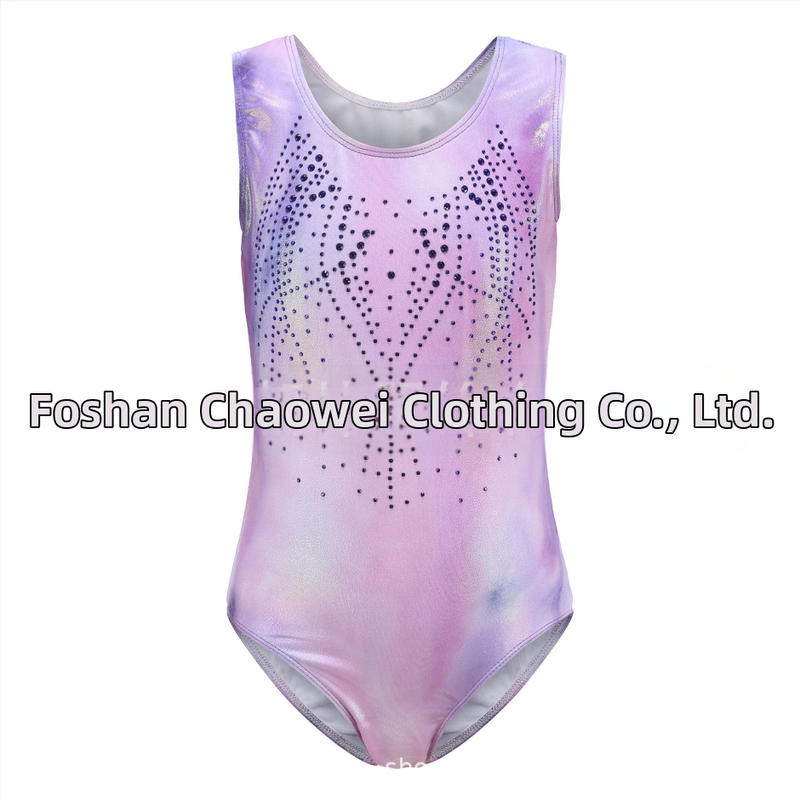 Европейски и американски детски гимнастически дрехи с кристали, бронзиращи гимнастически дрехи, детски танцови дрехи, дрехи за представления, тесни дрехи, детски дрехи за тренировки