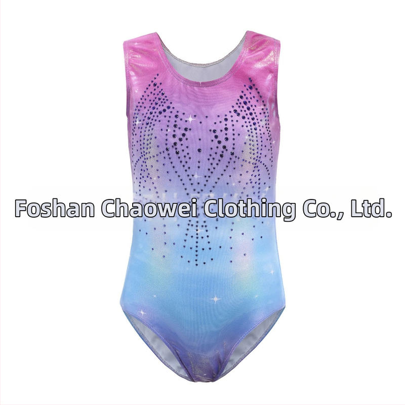 Европейски и американски детски гимнастически дрехи с кристали, бронзиращи гимнастически дрехи, детски танцови дрехи, дрехи за представления, тесни дрехи, детски дрехи за тренировки