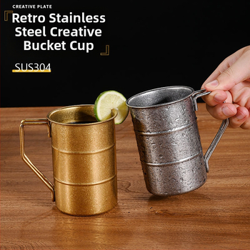 Vintažinis 304 nerūdijančio plieno alaus bokalas, snaigės smėlio bokalas, kūrybingas lauko kempingo senas bokalas, su užsakomu logotipu