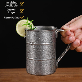 Vintažinis 304 nerūdijančio plieno alaus bokalas, snaigės smėlio bokalas, kūrybingas lauko kempingo senas bokalas, su užsakomu logotipu