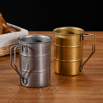 Vintažinis 304 nerūdijančio plieno alaus bokalas, snaigės smėlio bokalas, kūrybingas lauko kempingo senas bokalas, su užsakomu logotipu