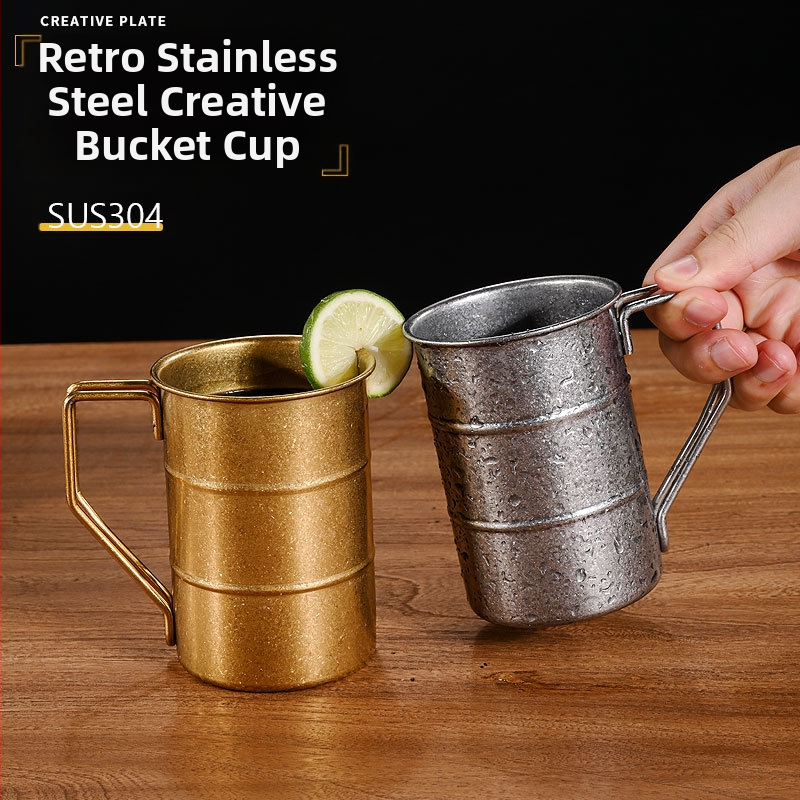 Vintage κούπα μπύρας από ανοξείδωτο ατσάλι 304 με νιφάδα χιονιού και άμμο, δημιουργική εξωτερική κάμπινγκ, παλιά κούπα με προσαρμοσμένο λογότυπο