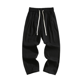 2024 Őszi és téli laza, egyenes, széles szárú, mindenhez illő, tiszta pamut, polár bélésű, lezser férfi hongkongi stílusú sportnadrág