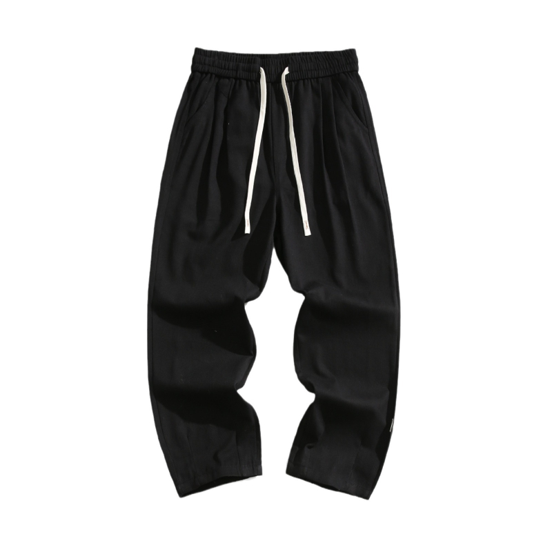 2024 Őszi és téli laza, egyenes, széles szárú, mindenhez illő, tiszta pamut, polár bélésű, lezser férfi hongkongi stílusú sportnadrág