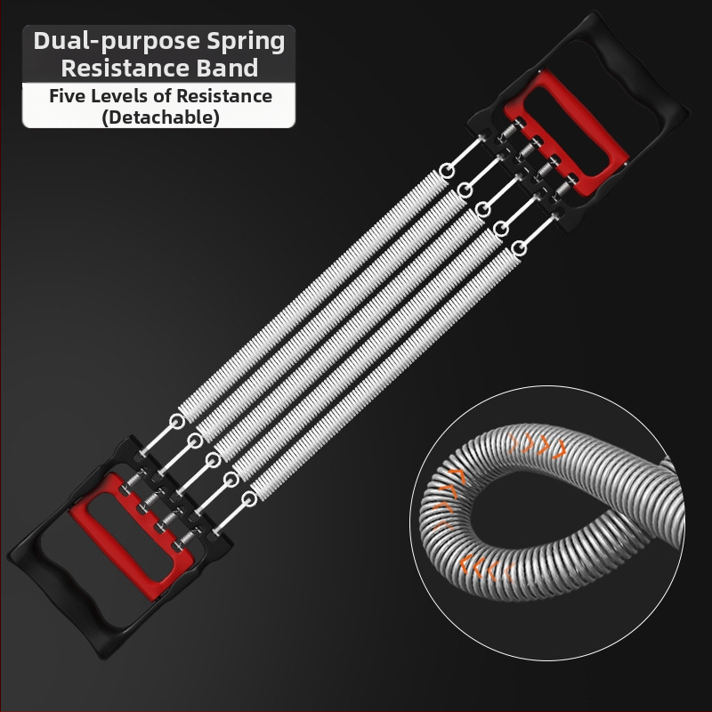 Rindkere laiendav tõmbetugevusega meesvedruga rindkere lihaste treenimine istessetõusu käe jõul õla ja selja venitusharjutus koduste treeningvahenditega