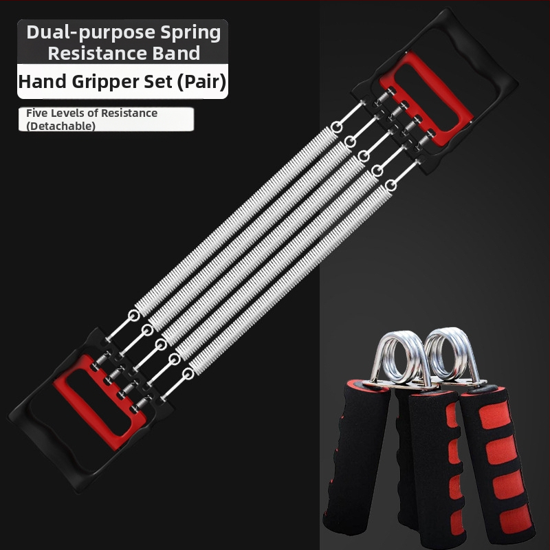 Rindkere laiendav tõmbetugevusega meesvedruga rindkere lihaste treenimine istessetõusu käe jõul õla ja selja venitusharjutus koduste treeningvahenditega