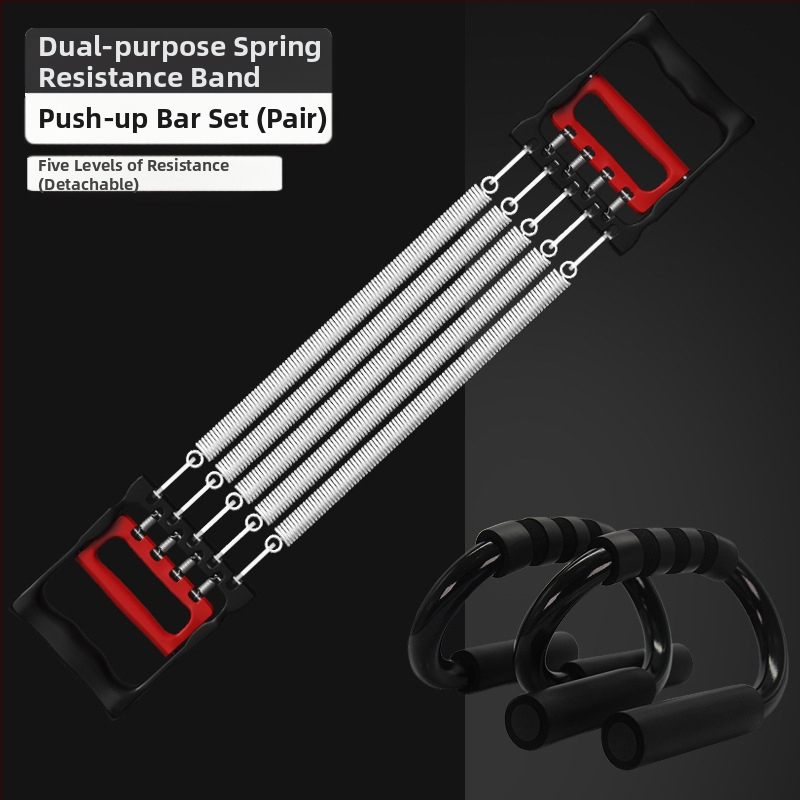 Rindkere laiendav tõmbetugevusega meesvedruga rindkere lihaste treenimine istessetõusu käe jõul õla ja selja venitusharjutus koduste treeningvahenditega