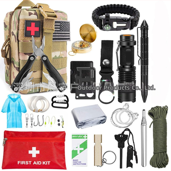 Kültéri túlélési utazási kempingfelszerelés túlélési szerszámkészlet multifunkcionális elsősegélycsomag SOS sürgősségi ellátás